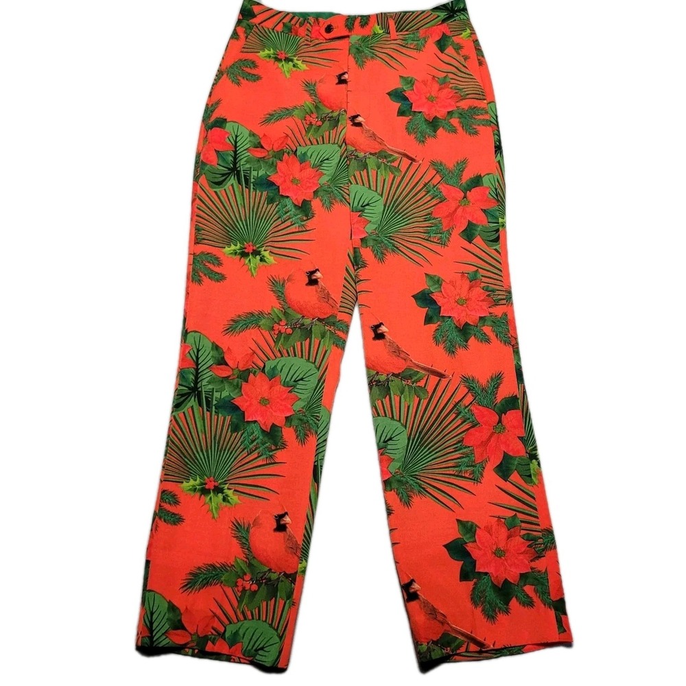 Shinesty Golf Pants Mens 28x27 Red Holly Poinsettia Cardinal Christmas